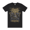 Signs of the Swarm album cover t-shirt featuring official deathcore artwork – premium band tee from Merch Warfare
