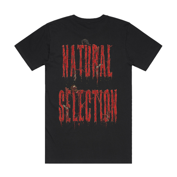 Signs of the Swarm Natural Selection t-shirt featuring brutal gore artwork – extreme deathcore merch from Merch Warfare