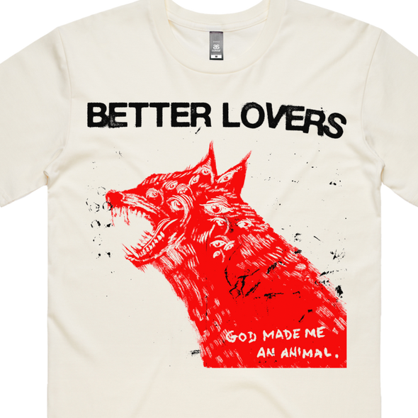 Better Lovers wolf tee Merch Warfare Australia