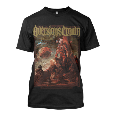 Aversions Crown Hell Will Come For Us All album artwork cover tee merch warfare nuclear blast deathcore death metal